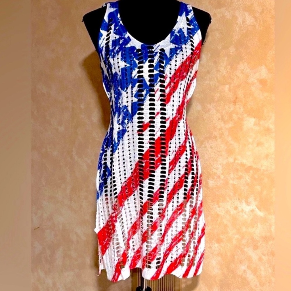 🇺🇸 Stars & Stripes American Flag Print Cover Up - Picture 2 of 8